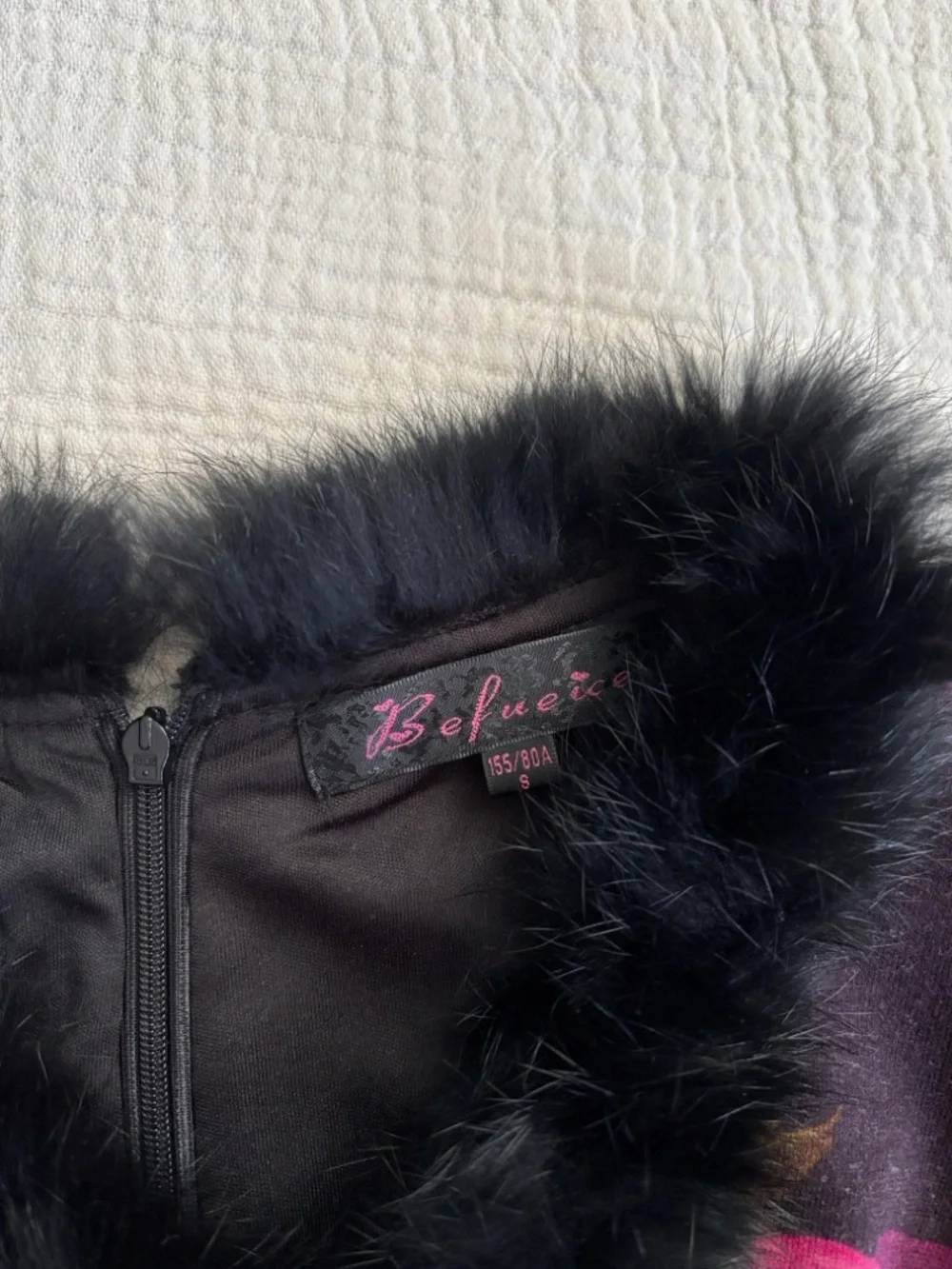 90s soft floral fur collar dress ˚˖𓍢ִ໋❀ - Picture 4 of 4